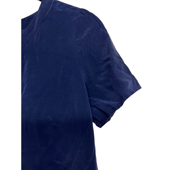 R | Label Navy Blue Short Sleeve Silk Top Women’s Size XS - Picture 5 of 10